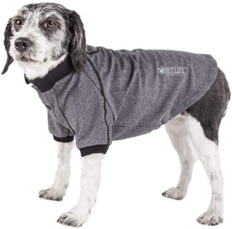 Pet Life  Active Furflexed Relaxstretch Wickproof Performance Dog Polo Tshirt, Grey  Small