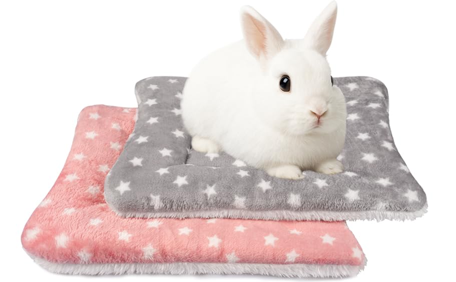 ARCTIC EAGLE 2 Pack Bunny Bed - 10 x 13 Inch Rabbit Pee Pads Bedding - Washable and Thickness Upgrade (Light Gray & Light Pink,M