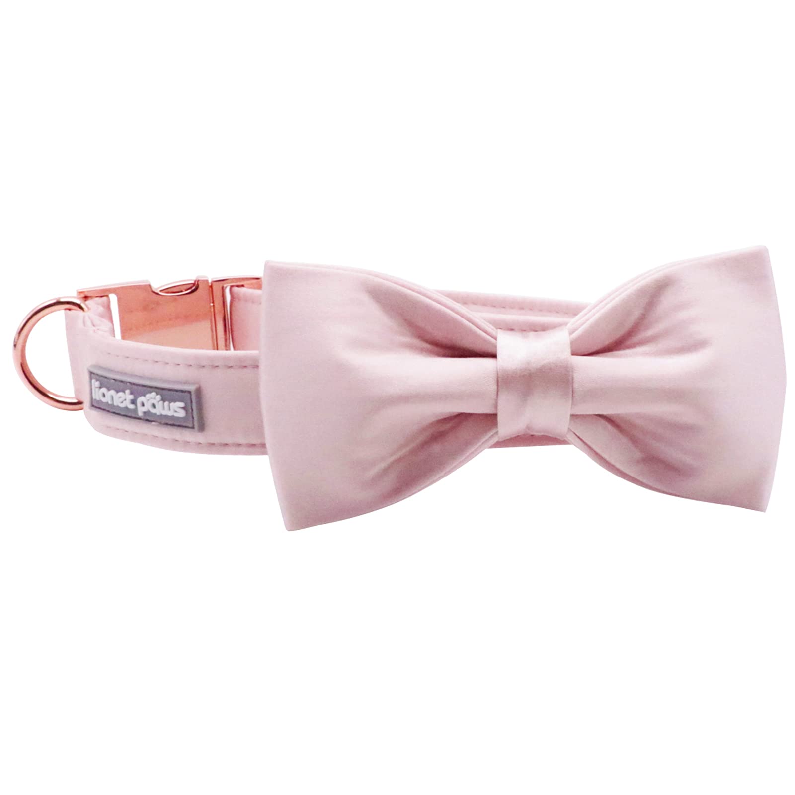 Lionet Paws Bowtie Dog Collar - Comfortable Silk Girl Dog Collar With Detachable Bow Tie For Medium Dogs, Neck 13.5-22 Inches