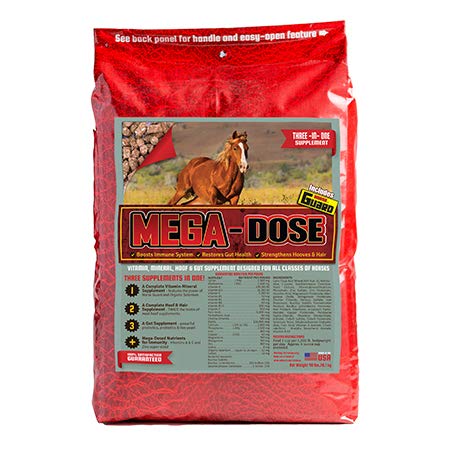 Mega Dose 40 lb, Equine Vitamin Mineral with a Full Serving of Horse Guard Supplement & Hoof Guard