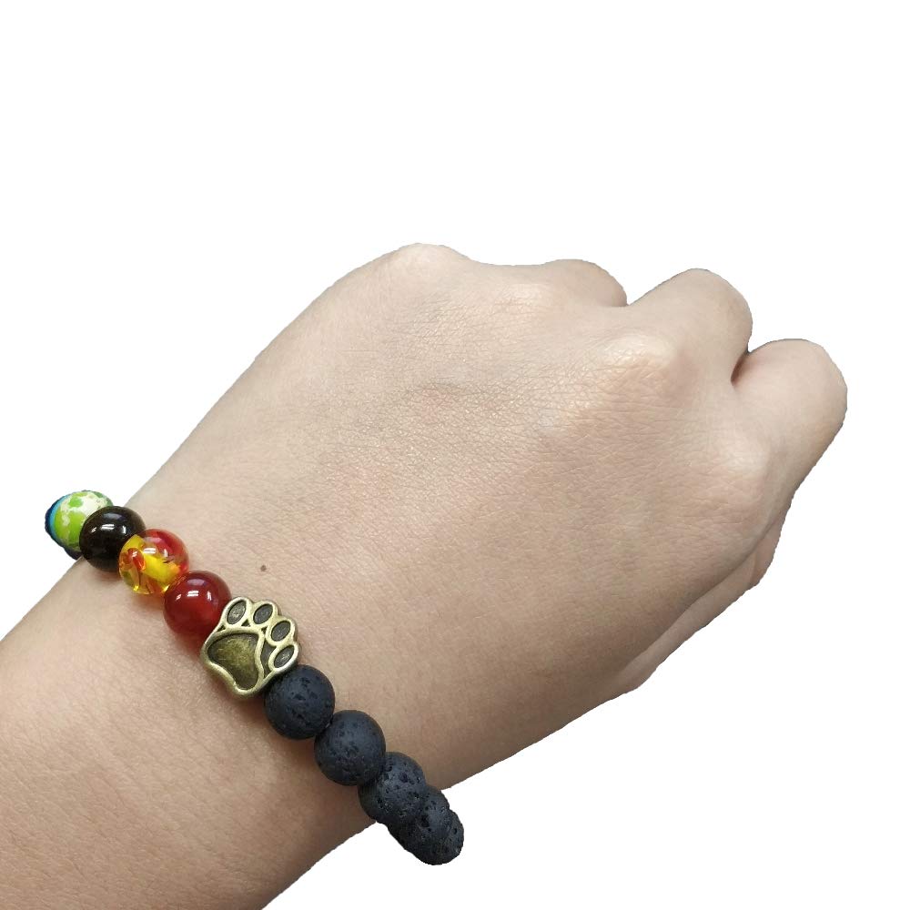 Cozymate Rainbow Bridge Pet Memorial Gift Lava Bead Bracelet In Memory Of Dogs Cats