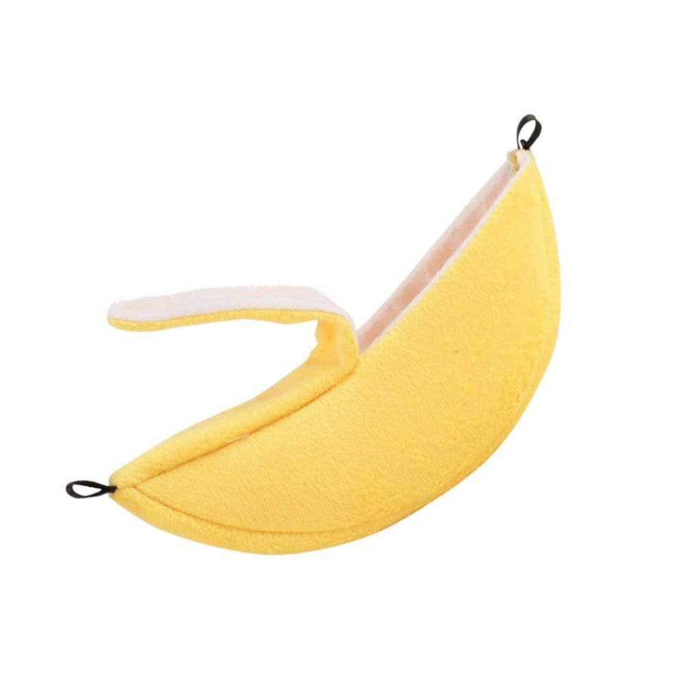 ISMARTEN Banana Hamster Bed House Hammock for Small Animals - Warm Cage Nest for Hamsters, Sugar Gliders & Small Birds, 20x6x6