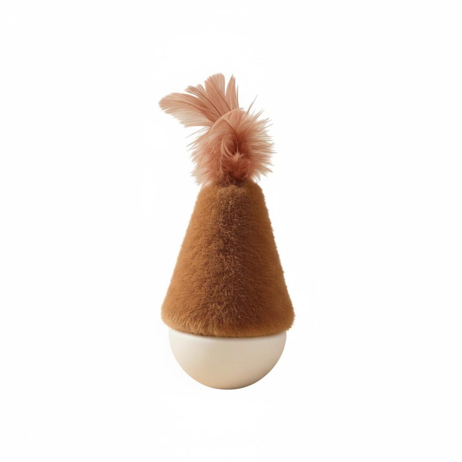 Ecomistiq Tumbler Cat Toy With Jingler Wobble Toy Cat Teaser Stick Promotes Exercise Pet Supply Natural Feathers For Kittens, Br