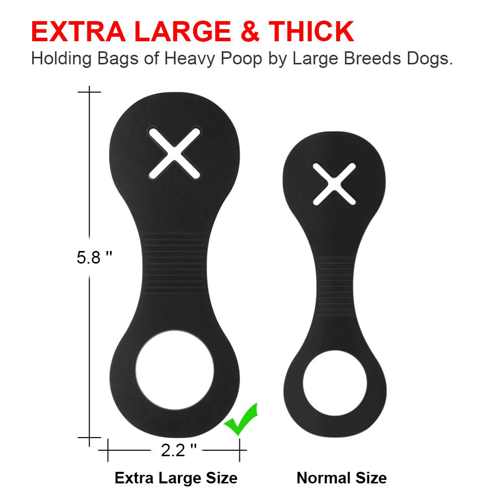 Okydoky Dog Poop Bag Strong Holder, Leash Waste Bag Carrier, Bicycle Holder, Extra Thick, Black, 2 Pack