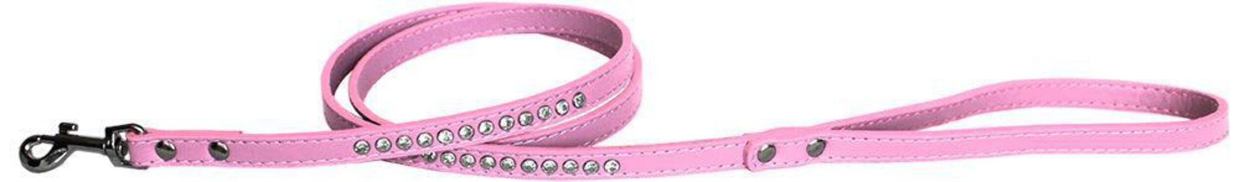 Pet, Dog or Cat Fashion Leash,Clear Jewel (Available in 7 colors) Bright Pink 1/2" wide x 4' long