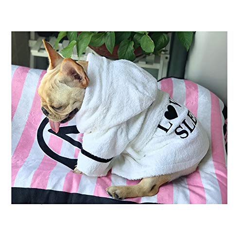 Stock Show Pet Pajama With Hood Thickened Luxury Soft Cotton Hooded Bathrobe Quick Drying And Super Absorbent Dog Bath Towel Soft Pet Nightwear For Puppy Small Dogs Cats, White, Xxl