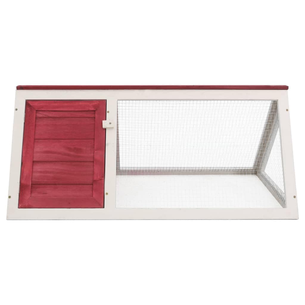 vidaXL - Deluxe Wooden Rabbit Cage - Red & White Outdoor Pet Enclosure - Iron Wire Mesh Design - Premium Treated Fir Wood - Easy Access Feeding Door