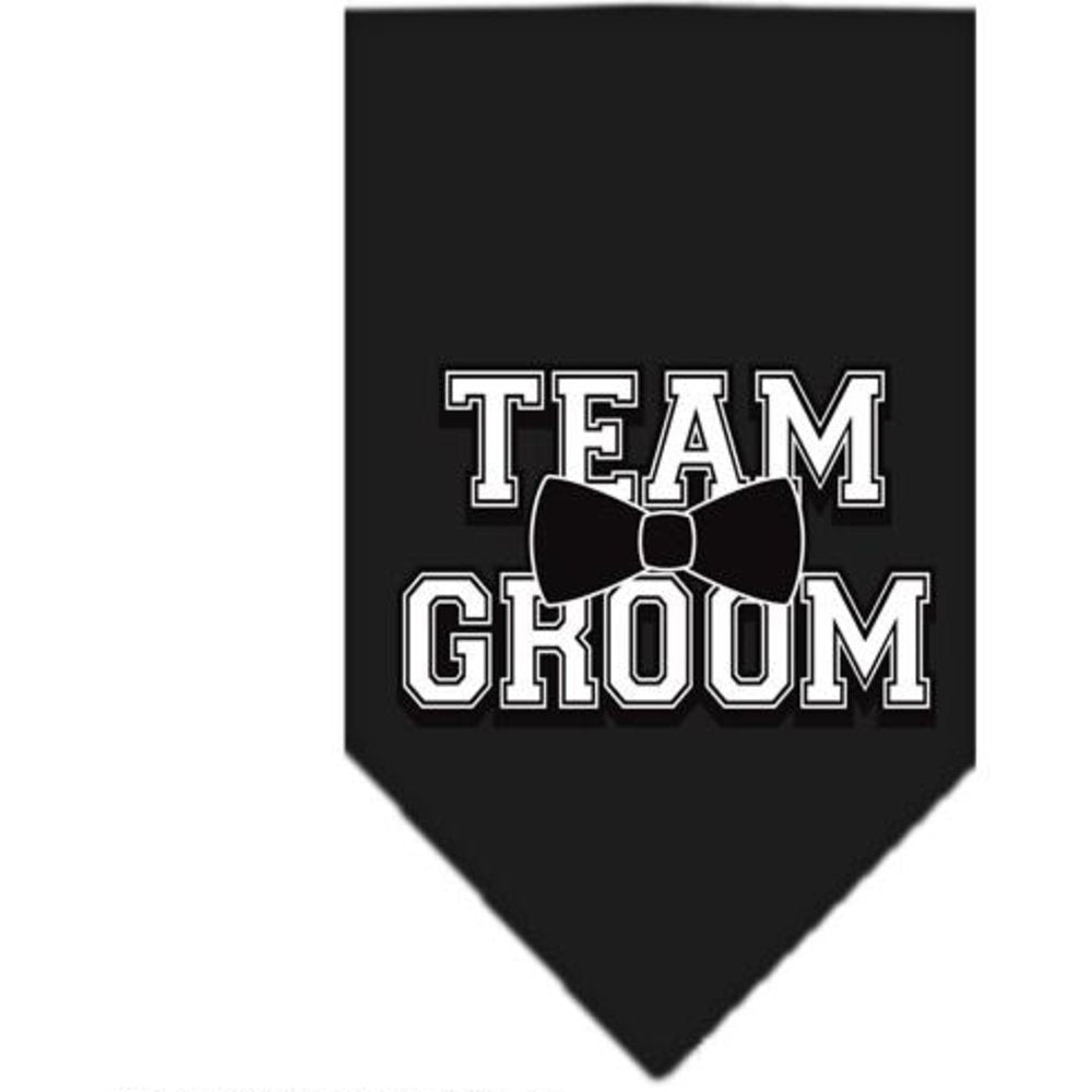 Pet and Dog Bandana Screen Printed, &quot;Team Groom&quot; Black Small