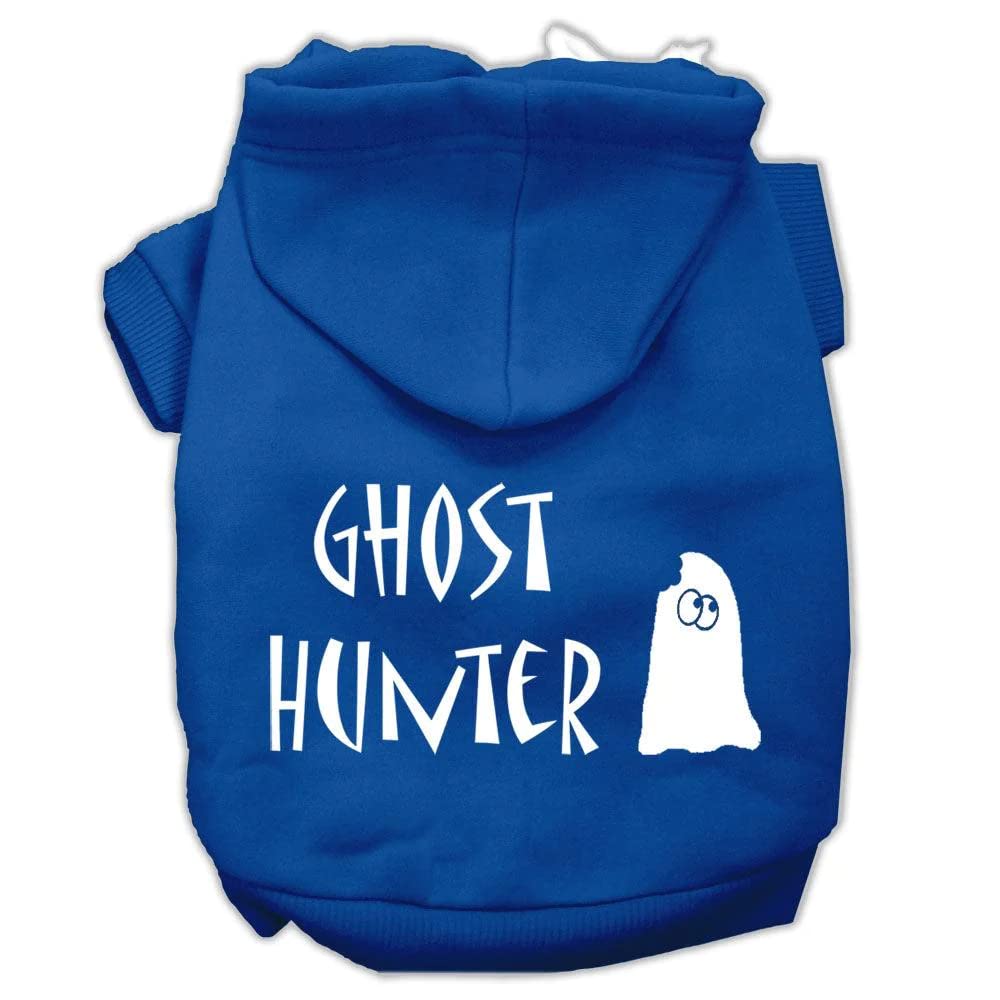 Mirage Pet Products Ghost Hunter Screen Print Pet Hoodies, Medium, Blue/Cream Lettering