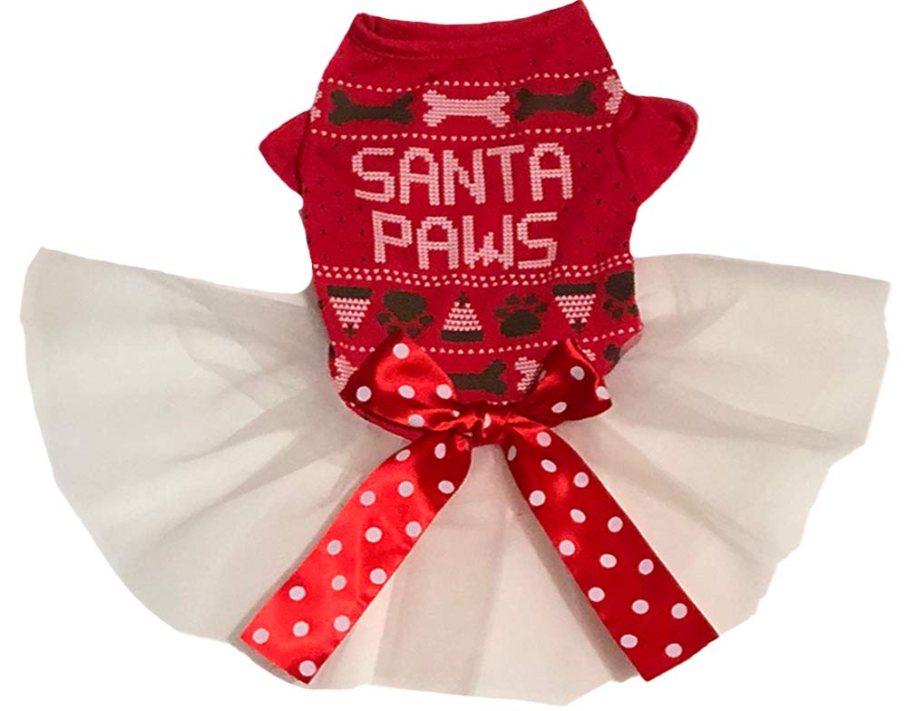 Petitebella Christmas Theme Puppy Dog Dress (Red Santa, Medium)