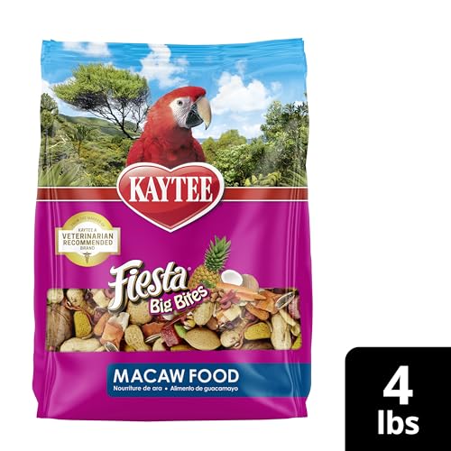 Kaytee Fiesta Big Bites Macaw Food, Nutritious and Fun Blend, Supports Skin, Feather, Digestion, Brain and Heart Health, 10 poun