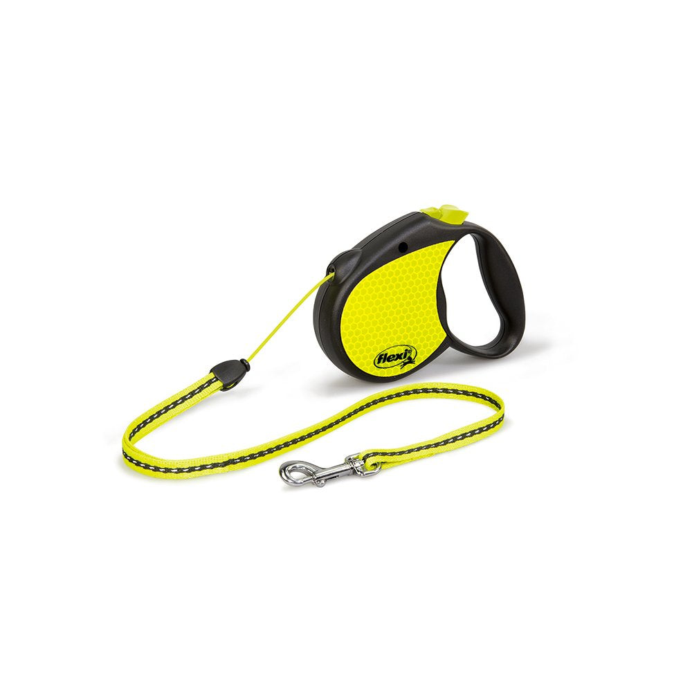 Flexi Neon Retractable Dog Leash (Cord), 16 Ft, Small, Black/Yellow