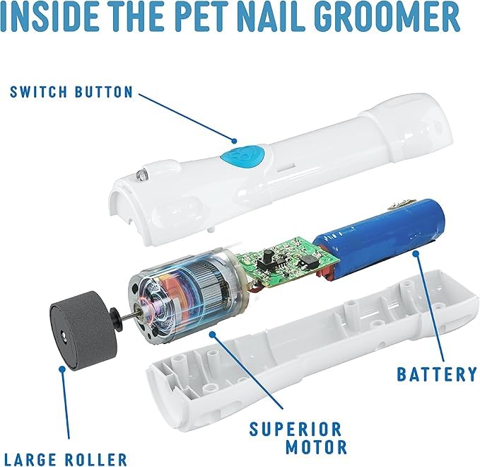 Bell+Howell Pawperfect Cordless Dog And Cat Nail Trimmer Rotating File With Safety Guard, 5000-7000 Rpm'S, Gentle And Painless D