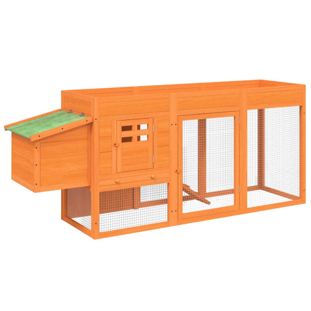 vidaXL Chicken Coop Hen House/Brown Pine Poultry Cage with Run, 80.3&quot;x19.7&quot;x33.1&quot; / Rabbit and Small Animal Hutch