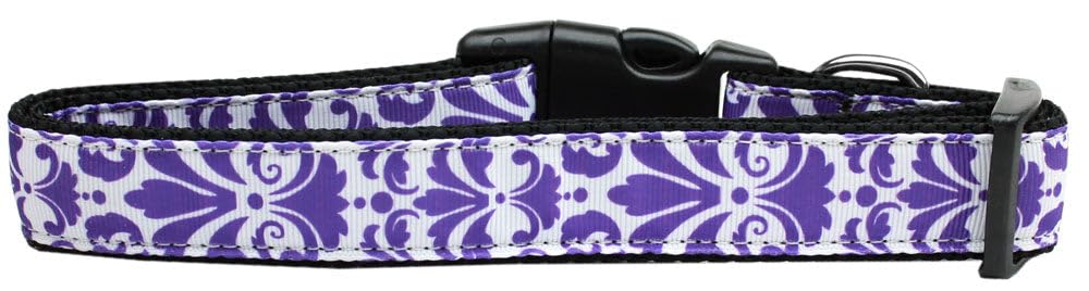 Pet Dog & Cat Nylon Collar, &quot;Damask&quot; *Available in 10 different colors!* Purple XL Collar