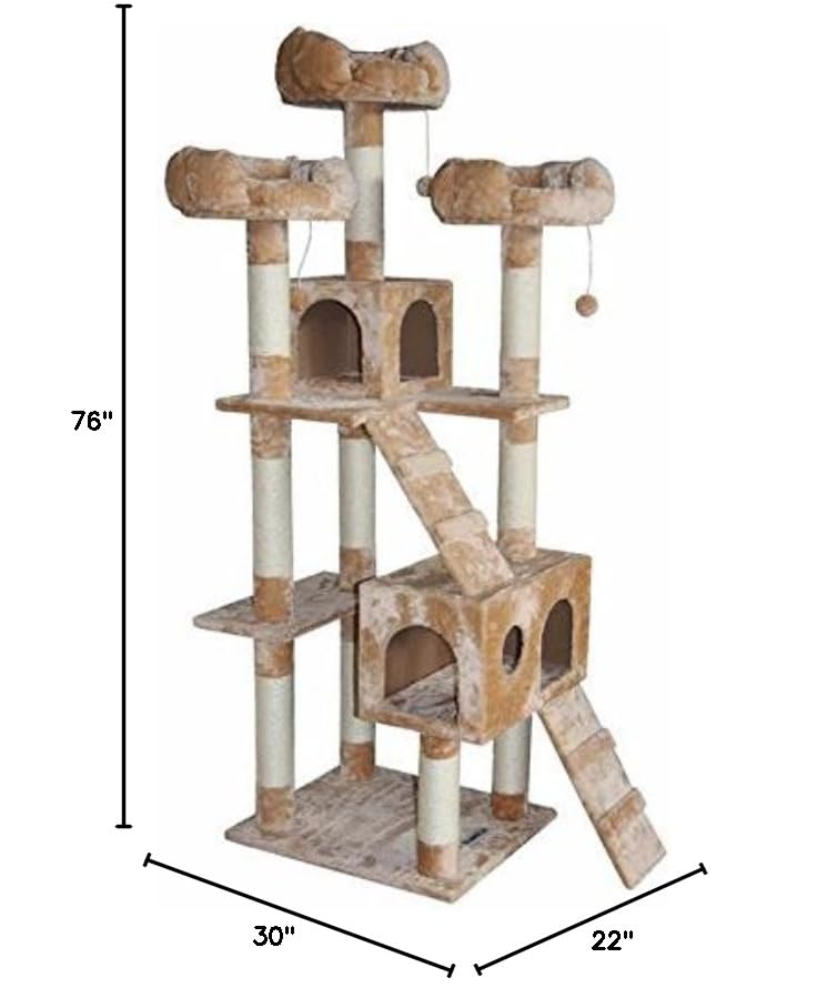 Cozycatfurniture Very Tall Corner Cat Tree Condo For Multi-Cat Households, Beige