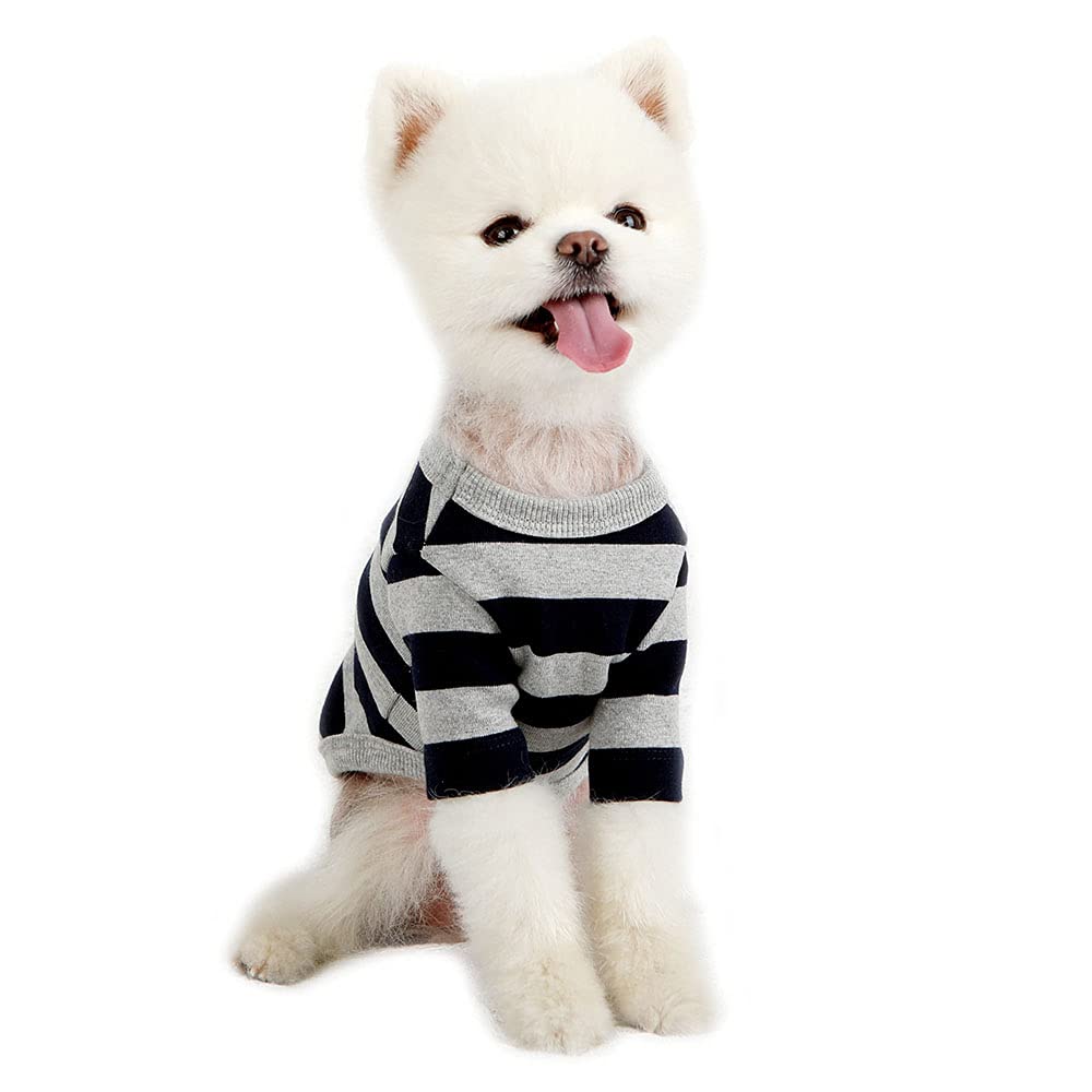 Lucky Petter Dog Cotton Shirts For Small And Large Dogs Rugby Striped T-Shirts Soft Breathable Dog Shirt Pet Clothes (Large, Gra