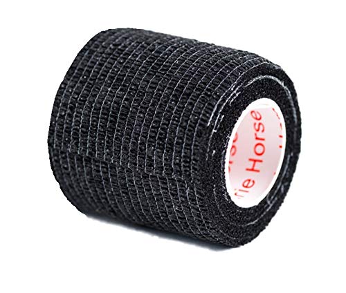 Vet Wrap Tape (Black) (2 Pack) (2 Inch x 15 feet) Self Adhesive Adherent Adhering Cohesive Flex Self Stick Bandage Grip Roll Dog