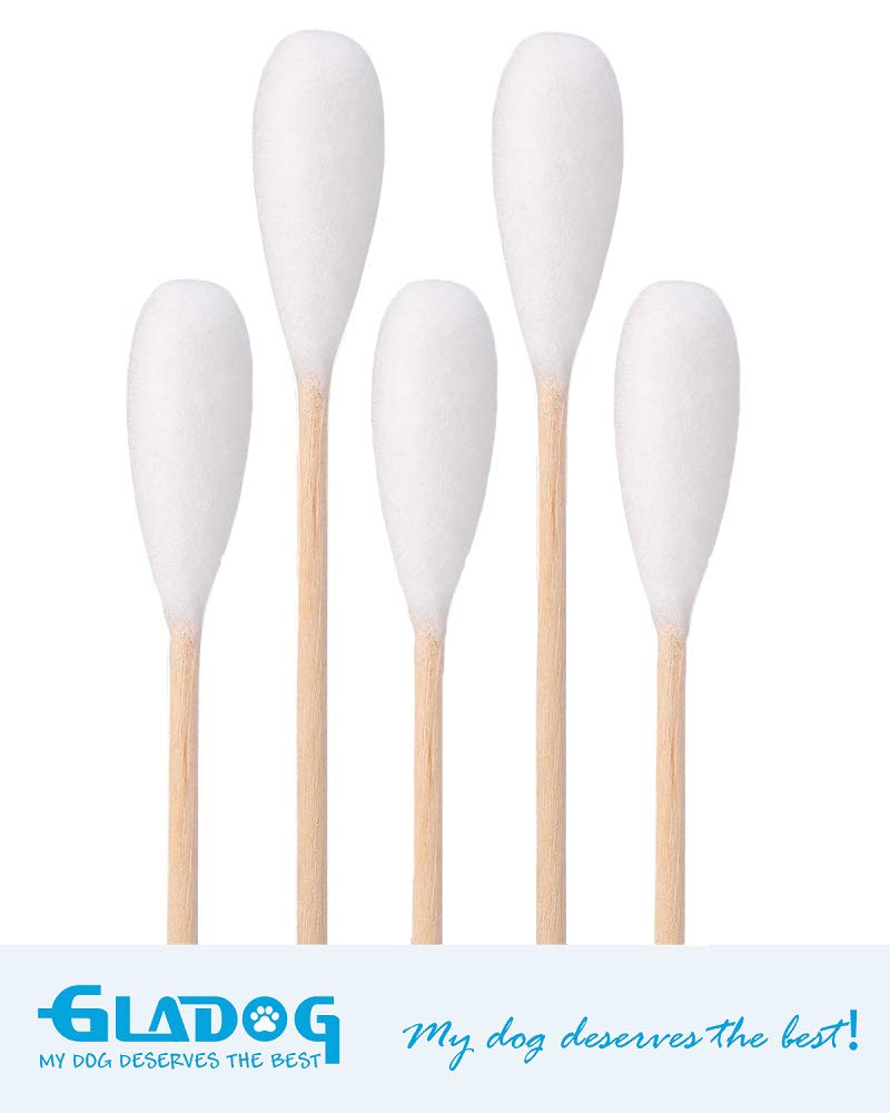 GLADOG 6 Inch Professional Large Dog Cotton Buds with Bamboo Handle - Safe and Durable Hygiene Tool for Pets