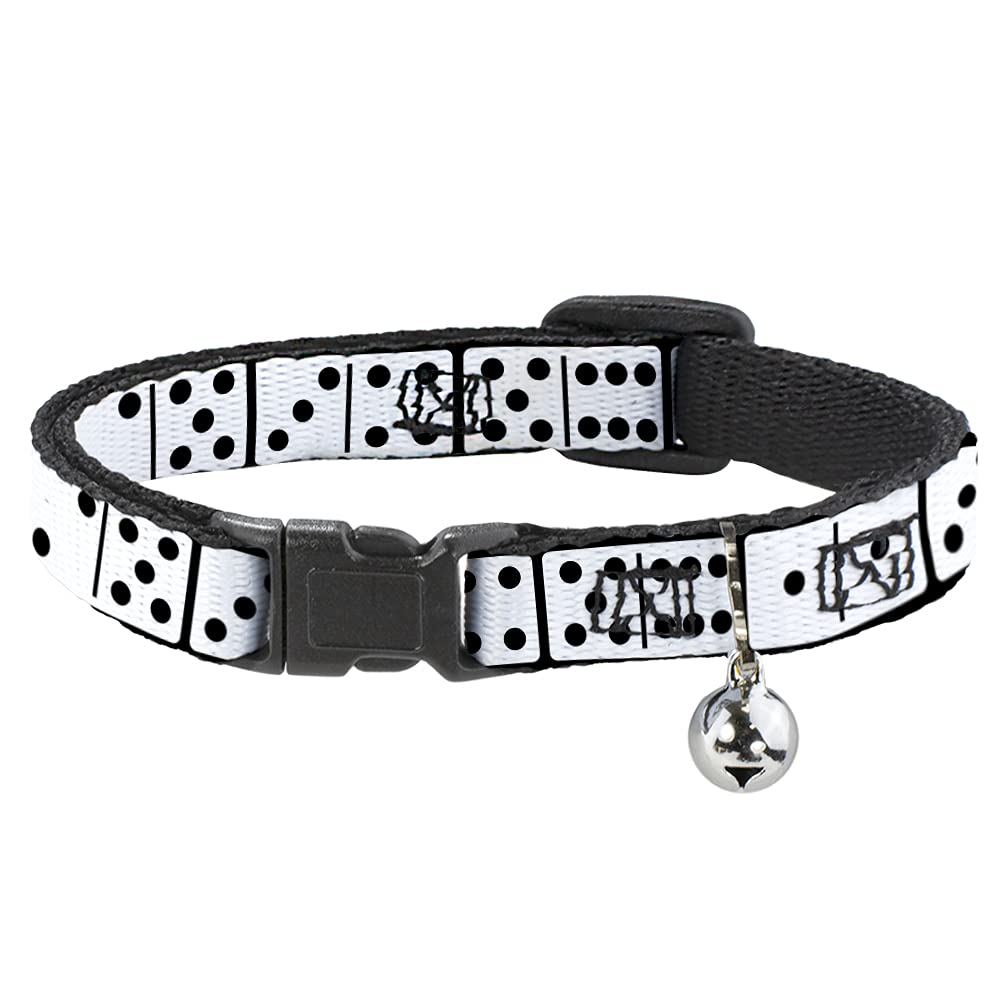 Buckle-Down Cat Collar Breakaway Dominoes Black White Black 8 To 12 Inches 0.5 Inch Wide