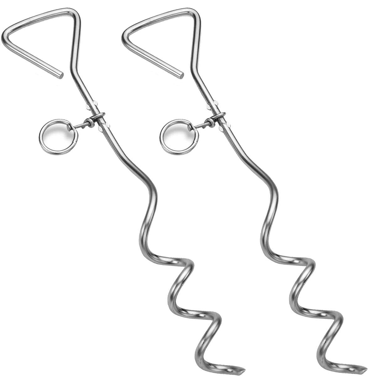 Katzco Dog Tie-Out Stake - Heavy Duty 16' Dog Stakes For Outside, Yard And Camping, Corkscrew Arrowhead Design With Tangle-Free