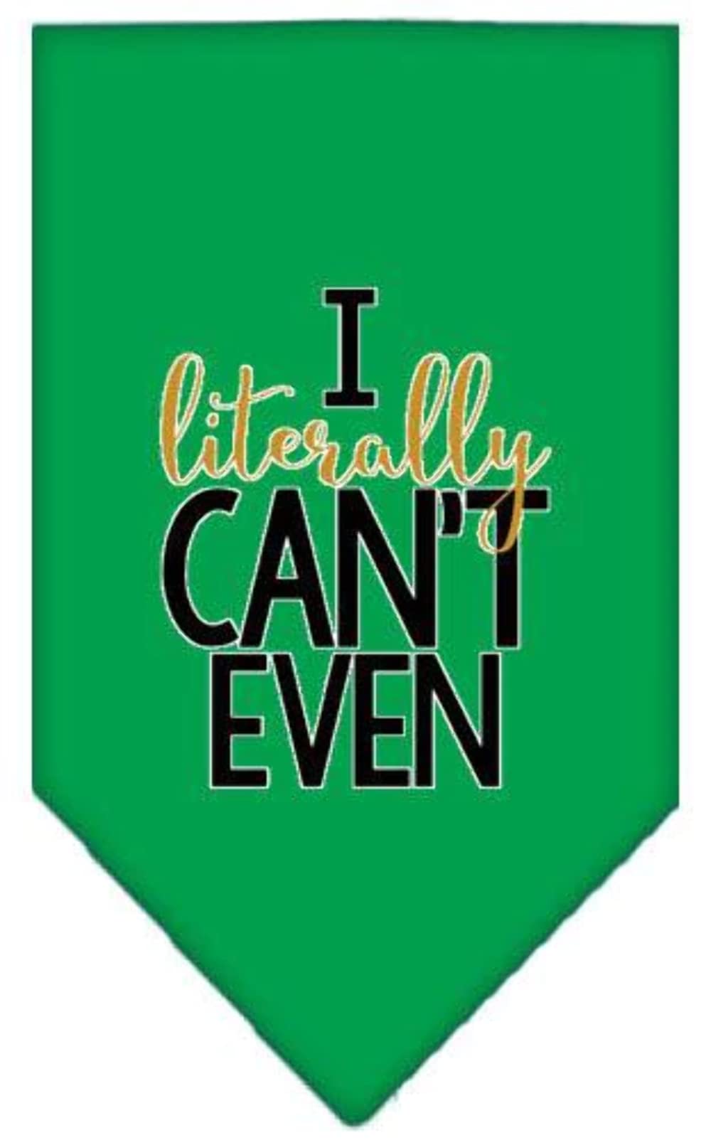 Pet and Dog Bandana Screen Printed, "I Literally Can't Even" Lime Green Small