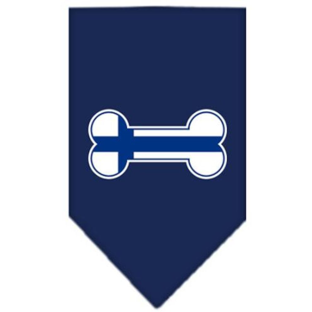 Mirage Pet Products Bone Flag Finland Screen Print Bandana for Pets, Large, Navy Blue