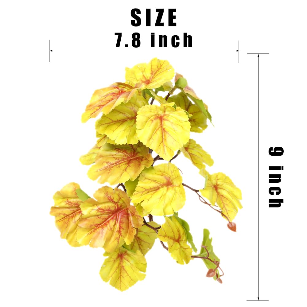 Woledoe Reptile Plants For Terrarium, Amphibian Habitat Decor Artificial Hanging Plants With Suction Cup - Fake Heuchera Micrant
