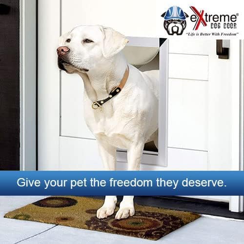 Medium Dual Flap Heavy Duty Rustproof Dog Doors For Exterior Doors - Solid Aluminum Frame With Magnetic Closure On Polyurethane