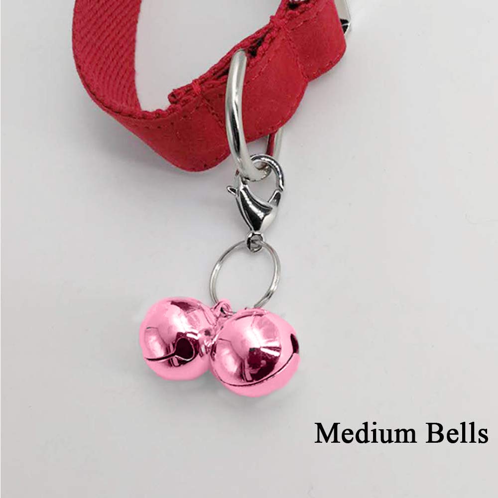 Ivia Pet 4 Sets Cat Bell For Dog Collar Charm Training Pet Pendant Accessories With 2 Pack Stainless Steel Dog Tag Clips(2 Medium Pink)