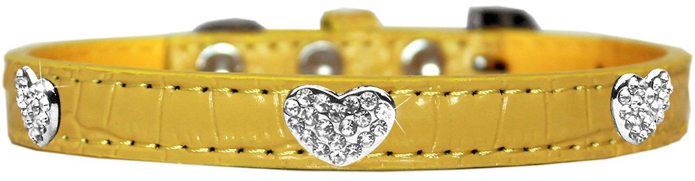 Dog, Puppy & Pet Designer Croc Collar, Crystal Heart Yellow 20
