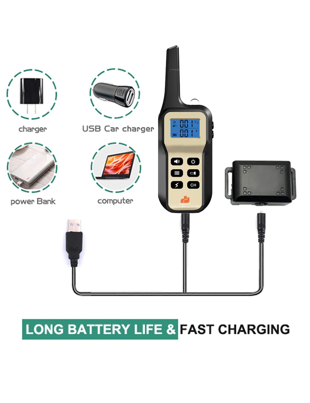 1100 Yd Remote Dog Training Shock Collar W/Auto Anti Bark, Humane Beep, Vibration, Static Shock And Waterproof Long Lasting Rechargeable Battery For Small Medium Large Dogs (One-Dog Kit)