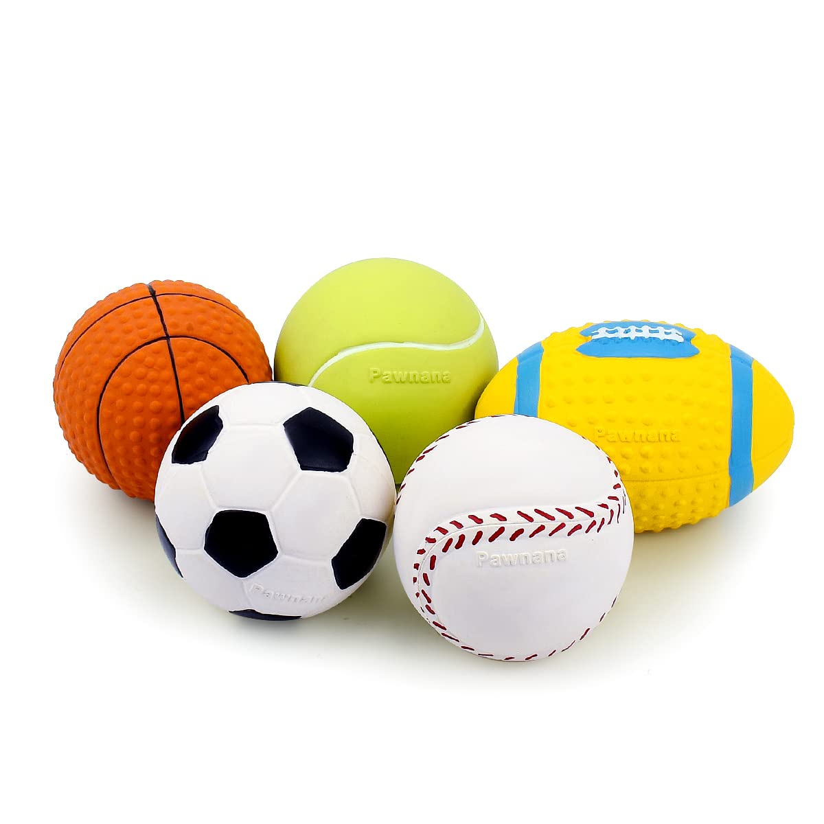 Pawdoer Squeaky Dog Ball, Soft Latex Rubber Squeaky Dog Toys for Small Dogs Puppies, Cute Squeak Toys Play Ball - Tennis, Soccer
