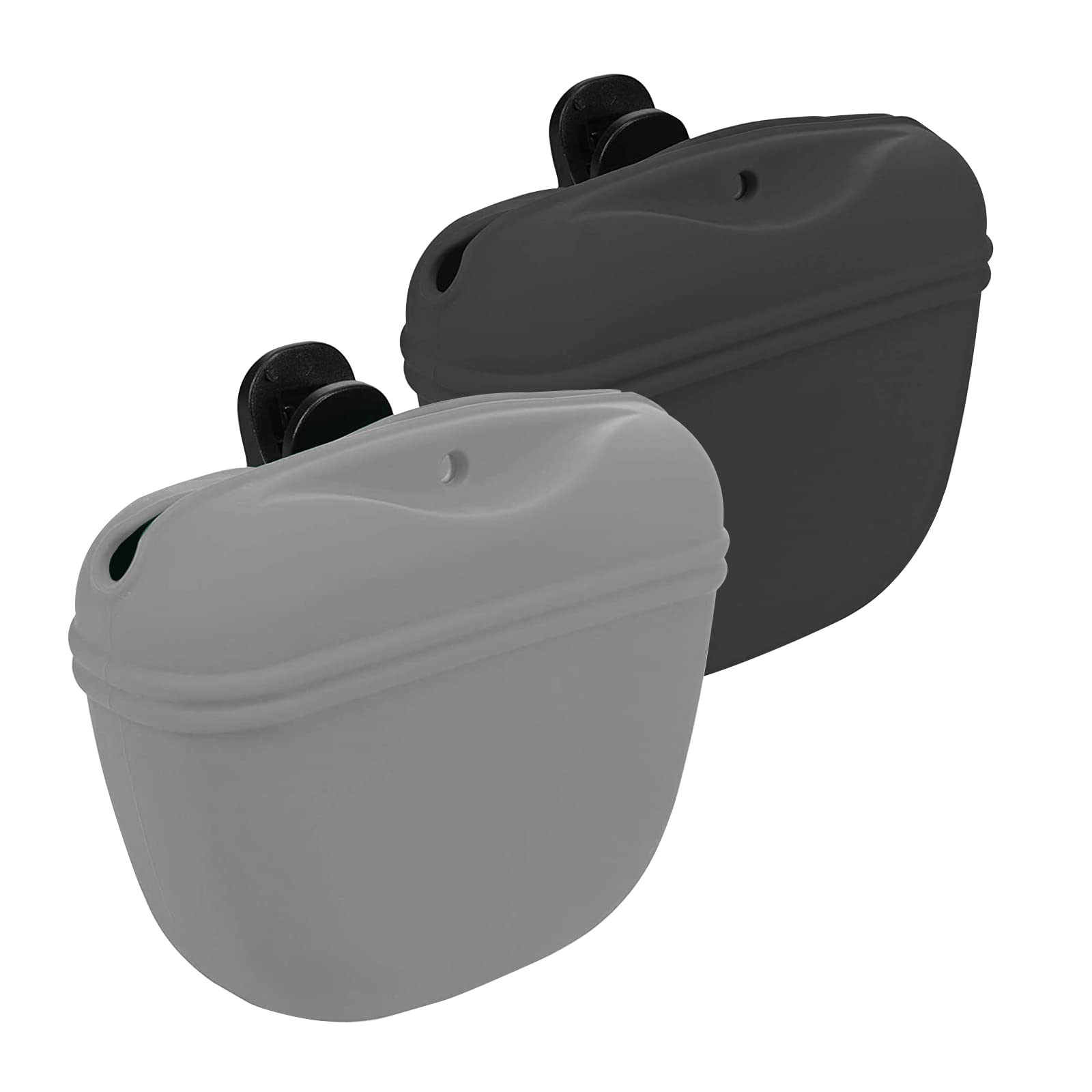 MGKSHADOW Dog Treat Pouch 2 Pack, Dog Treat Training Pouch, Silicone Pet Treat Bag BPA Free/Clip/Magnetic Dog Walk (Grey & Black