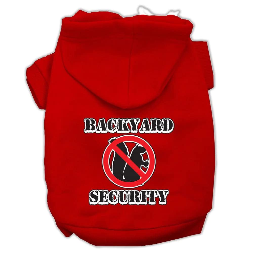 Pet, Dog & Cat Hoodie Screen Printed, 'Backyard Security' Light Pink Xs (0-3 Lbs.)