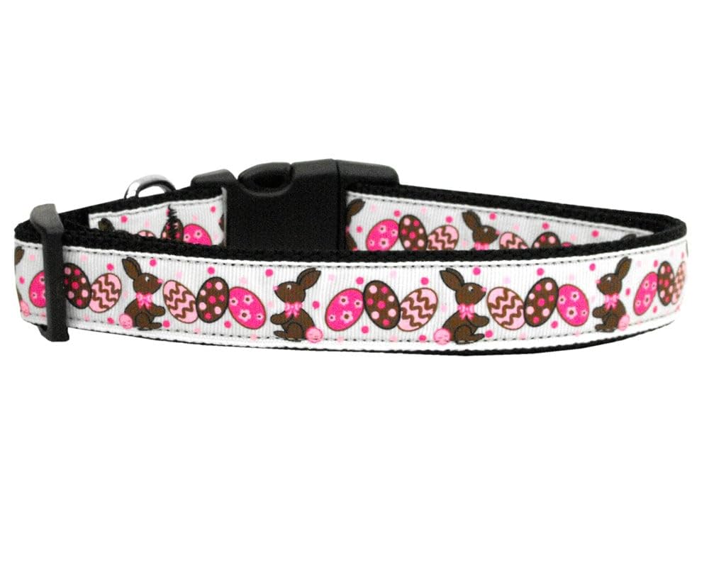 Pet Dog & Cat Nylon Collar or Leash, &quot;Chocolate Bunnies&quot; MD Narrow Collar