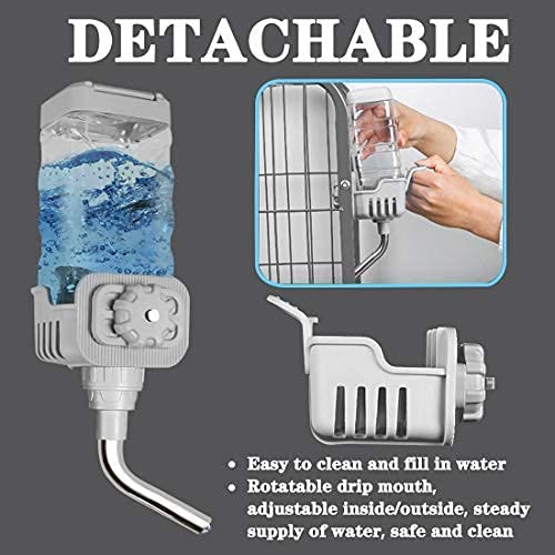 Vannon Top Fill Small Animal Water Bottles for Crate No Drip BPA Free Water Dispenser for Rabbit, Chinchilla, Ferret, Guinea Pig