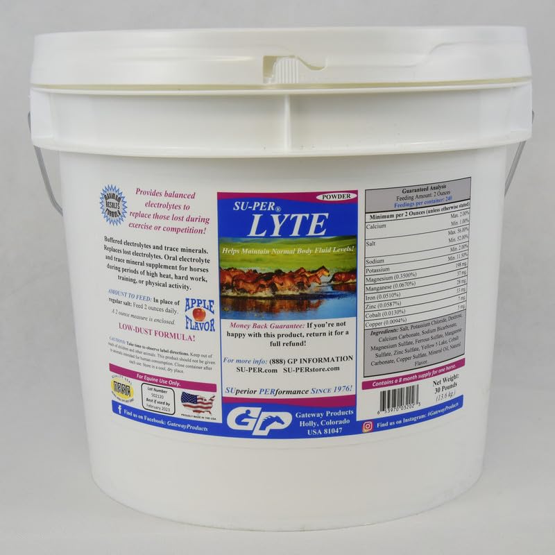 SU-PER Lyte Horse Electrolyte Supplement - Helps Maintain Normal Body Fluid Levels - Performance Horse Minerals & Electrolytes R