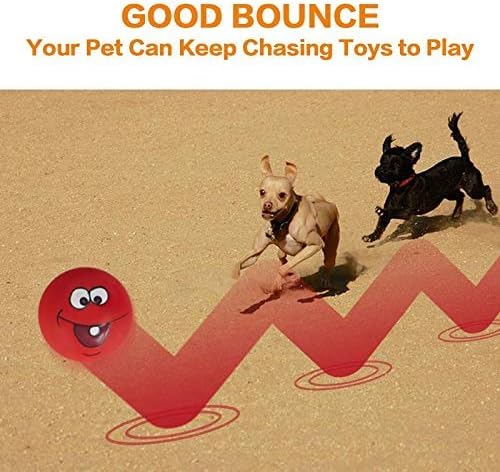 Coricorsu Squeaky Dog Toy Chewing Dog Toys Durable Teething Latex Rubber Soft Interactive Fetch Play Dog Balls with Funny Face f