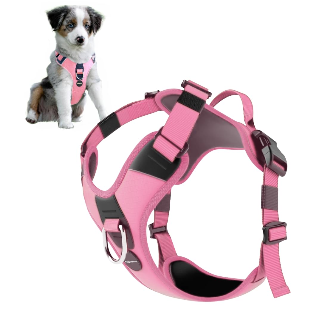 Pupsensei No Pull Dog Harness - Durable Polyester Puppy Harness With Front Anti-Pull Loop, Reflective Strips, And Quick-Release 
