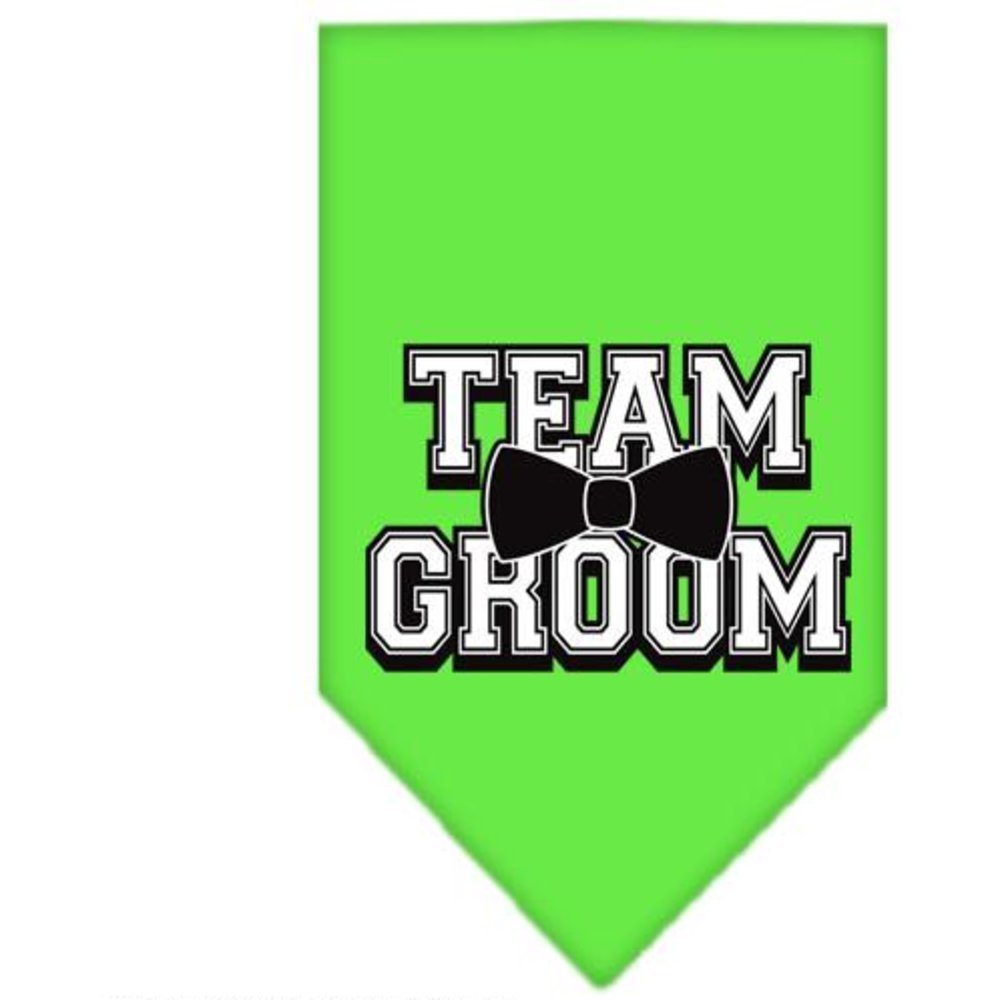 Pet and Dog Bandana Screen Printed, &quot;Team Groom&quot; Lime Green Small