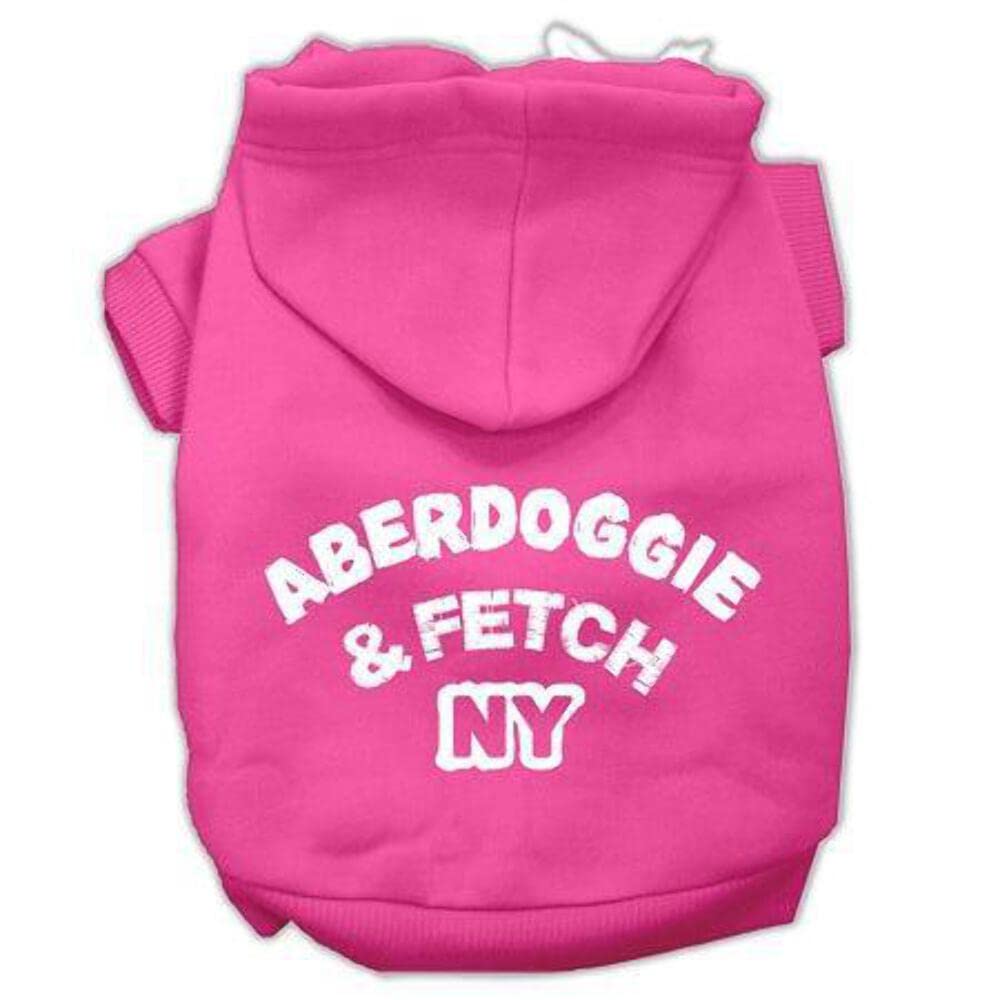 Mirage Pet Products 10&quot; Aberdoggie NY Screen Print Pet Hoodie, Small, Bright Pink