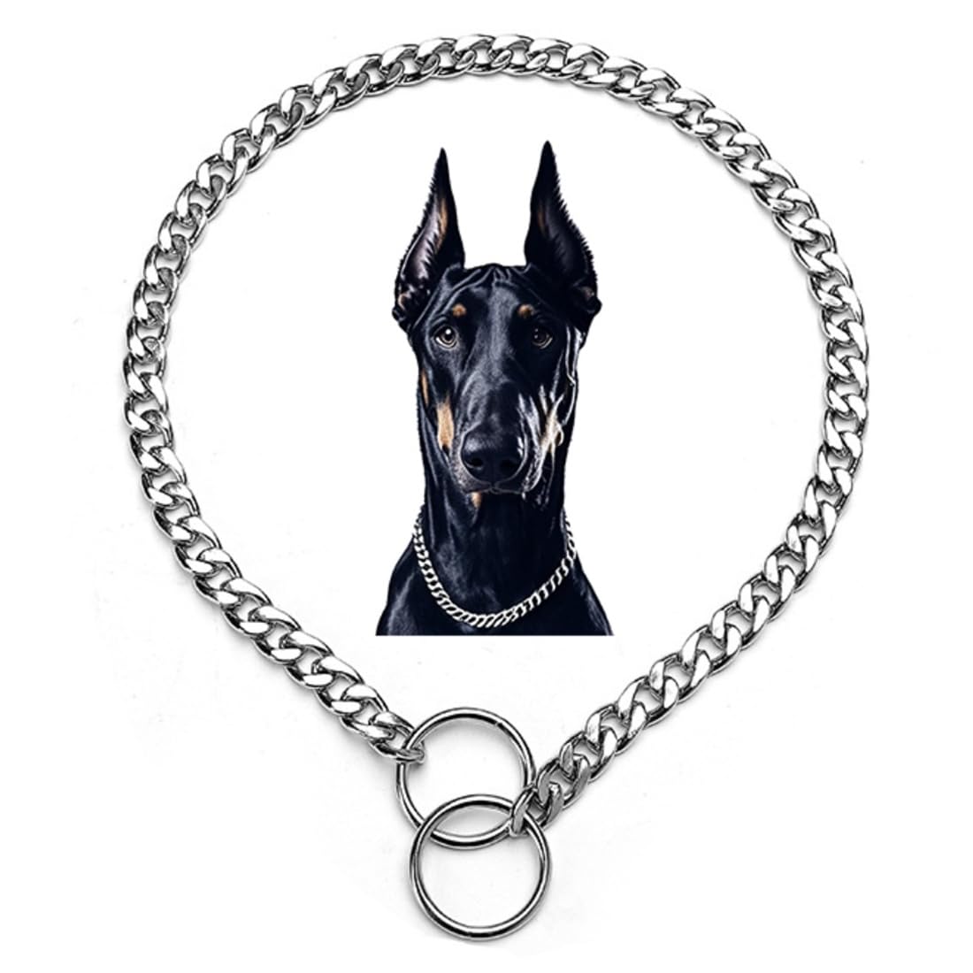 Silver Choker Collar For Dogs,Metal Slip Link Dog Chain Martingale Collar Heavy Duty Training Dog Choke Collar Boy Girl Puppy Co