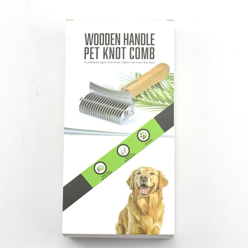 Kudcuom 2 In 1 Dogs Cats Detangler Brush,Dematting Comb & Undercoat Rake For Dogs,Efficiently Detangling Shedding Loose Hair & M