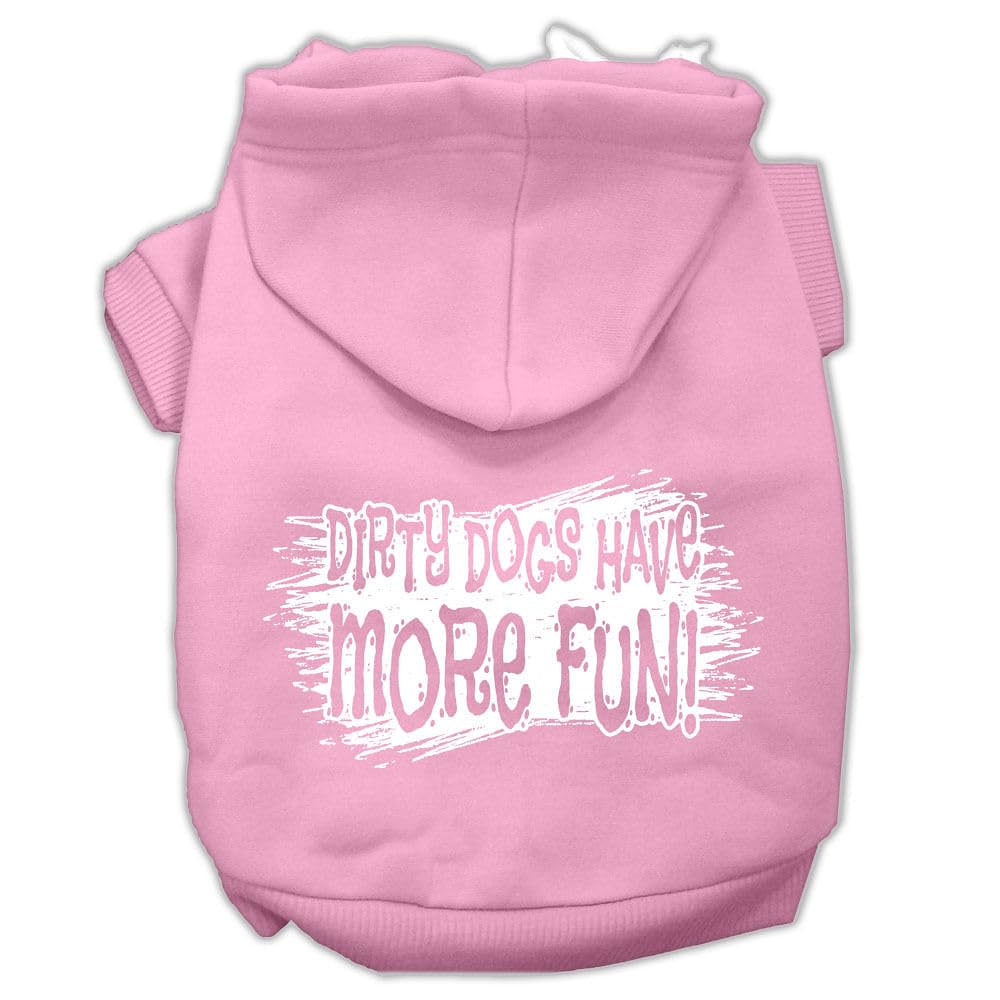 Pet, Dog & Cat Hoodie Screen Printed, 'Dirty Dogs Have More Fun' Light Pink 3Xl (25-35 Lbs.)