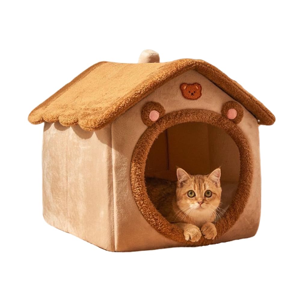 Cat Bed For Indoor Cats, Cozy Cave Bed Cat House Cats Tent With Removable Cushion Pillow, Soft Warm Pet House, Cute Bear Pet Nes