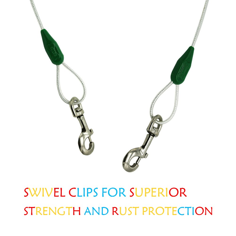 Petest 15Ft Reflective Tie-Out Cable For Medium Dogs Up To 60 Pounds