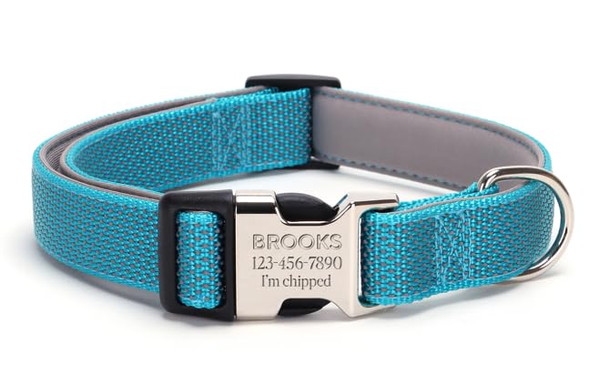 Personalized Dog Collar,Engraved Reflective Dog Collar, Custom Dog Collar, Pet Collar, Quick Release Buckle, Gift'S For Pets (Bl