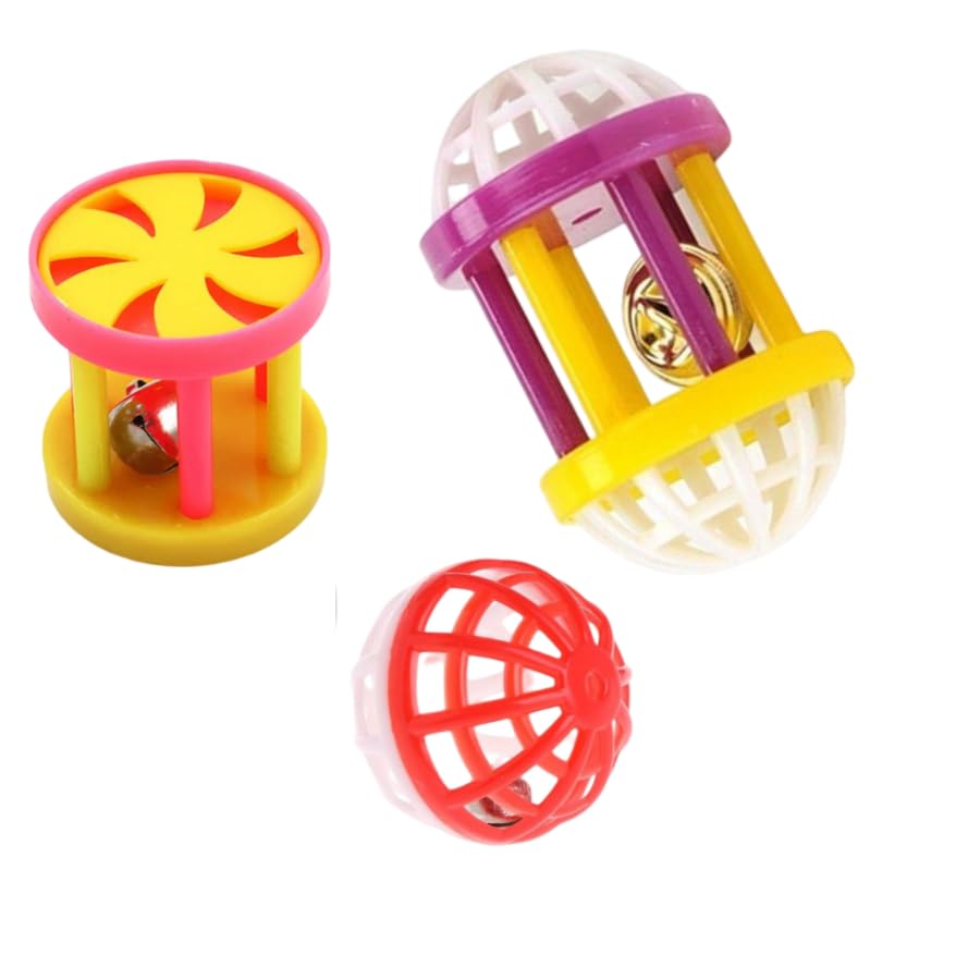 Dog Trust Cat Toy Ball with Bell,Cat Plastic Jingle Balls Pet Toy Cat Bell Ball Pounce Chase Rattle Toy for Cats Kitten Plastic 