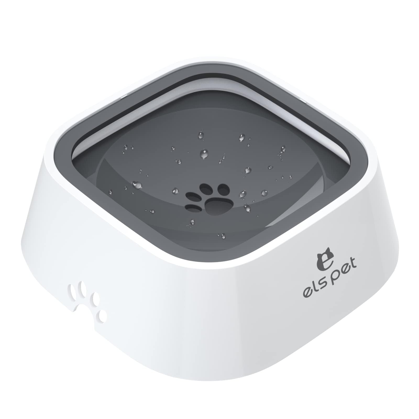 ELS PET Travel Bowl, No Spill, No Drip Slow Water Feeder/Dispenser for Dogs, Cats, 35oz/1L (Grey)